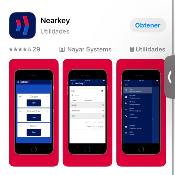 Aplicación Nearkey en la tienda
