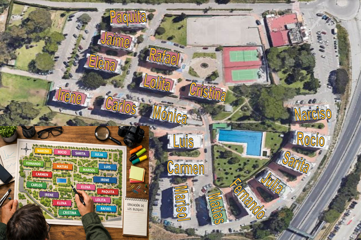 Plano de localización de bloques de la Urbanización Parque Antena