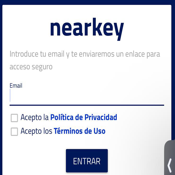 Introducir correo en Nearkey